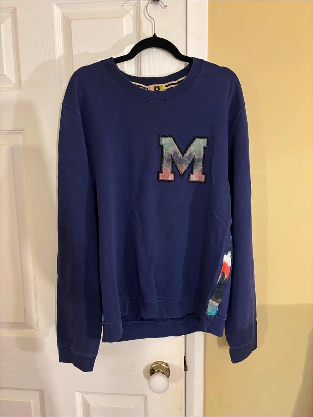 MSGM Men/ Women’s Navy Crewneck Sweatshirt with 'M' Patch